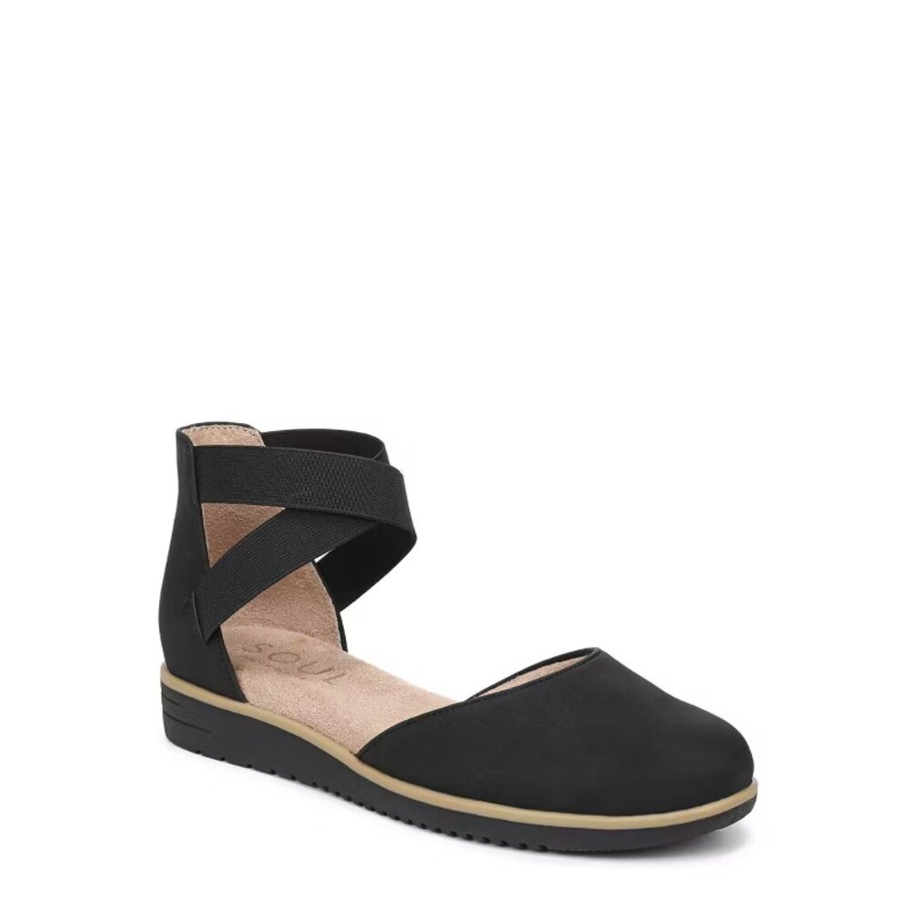 SOUL Naturalizer Size 6 Black Intro Ankle Strap Slip On Sandal
